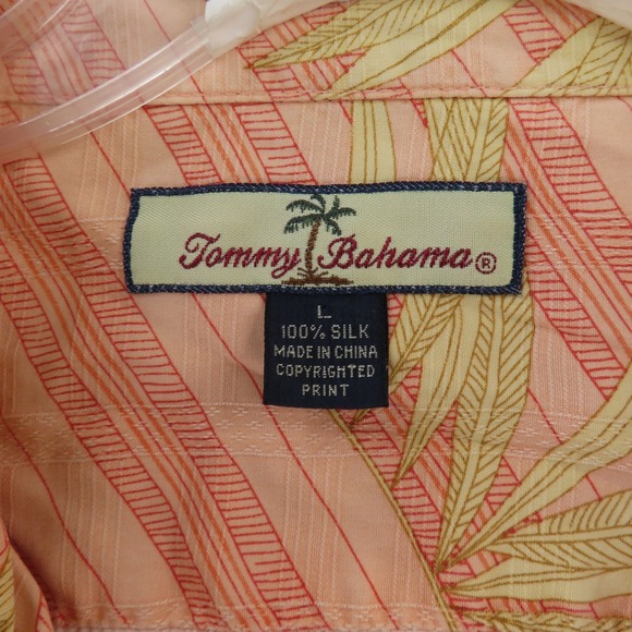 Tommy Bahama Shirt Mens Large Pink Yellow Floral Silk Button Up Hawaiian - Picture 4 of 7